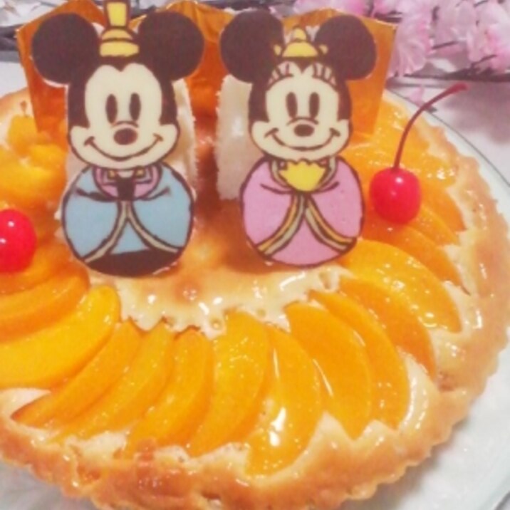 ひな祭り＊ミッキー＆ミニーのピーチケーキ